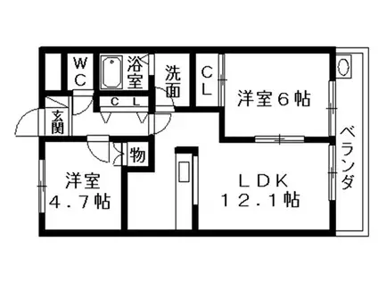 ピュアフレンド(2LDK/1階)の間取り写真
