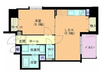 アルカサール(1LDK/2階)の間取り写真