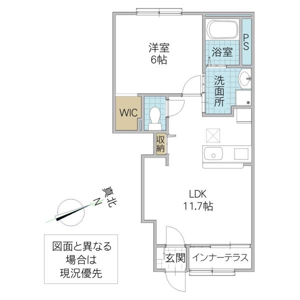 取手市寺田アパート(1LDK/1階)の間取り写真