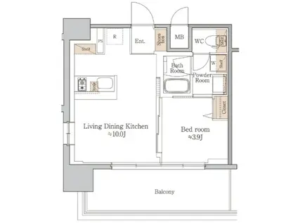 ジオエント梅田北リバーフロント(1LDK/10階)の間取り写真