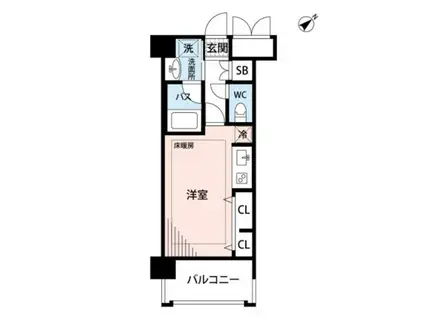 ＪＲ鹿児島本線 箱崎駅 徒歩7分 9階建 築18年(ワンルーム/6階)の間取り写真