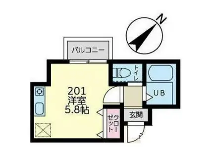 イーストヒルズ(ワンルーム/2階)の間取り写真