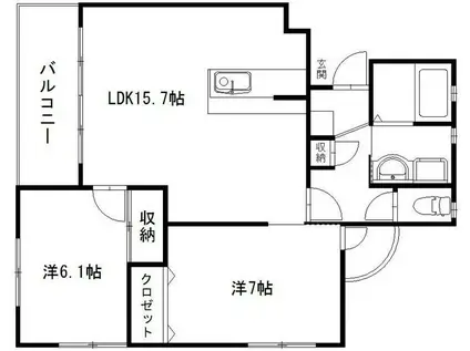 ベルフォレスト(2LDK/3階)の間取り写真