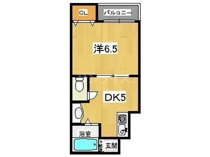 サンパークⅢ(1DK/2階)の間取り写真