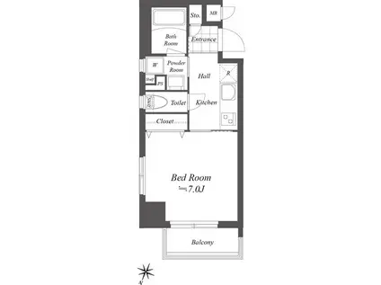 グランデュオ二子多摩川(1K/4階)の間取り写真