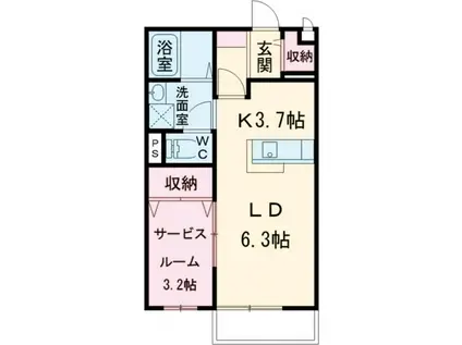ピーチカノン(1LDK/2階)の間取り写真