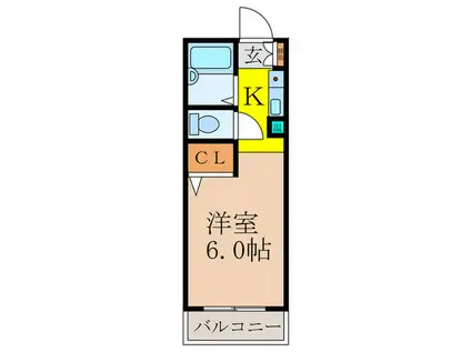 ブロッサムコート(ワンルーム/4階)の間取り写真