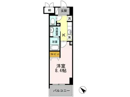 ヤマザキセキユビルディング(1K/2階)の間取り写真