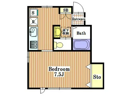 パインハウス(1K/1階)の間取り写真