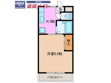 ジョイフル(1K/2階)の間取り写真