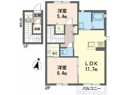 シャーメゾン南光台(2LDK/2階)の間取り写真