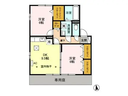 セルバA 坂田(2DK/1階)の間取り写真