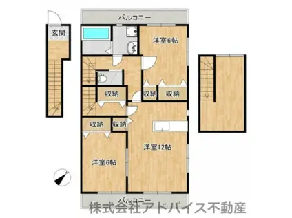 ウィスタリア大川(2SLDK/2階)の間取り写真