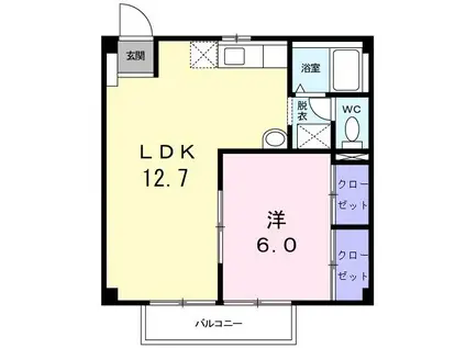 ニューシティうちやま(1LDK/2階)の間取り写真