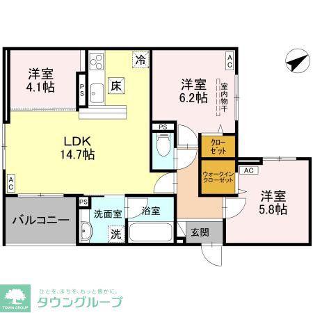モンステラ(3LDK/1階)の間取り写真