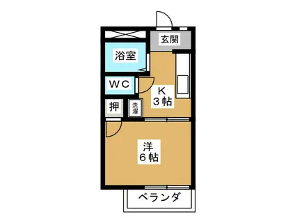 ファミールオガワB(1K/2階)の間取り写真
