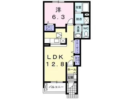 グランフィオーレ A(1LDK/1階)の間取り写真