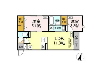 D-PRECIOUS練馬高野台(2LDK/2階)の間取り写真