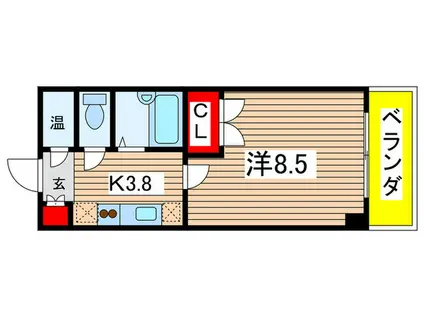 ボヌールII(1K/3階)の間取り写真