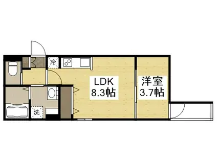 月光呉駅西(1LDK/1階)の間取り写真