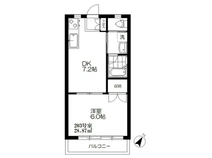 TRKコーポ(1DK/2階)の間取り写真