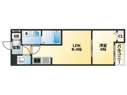 H-MAISON加美正覚寺XIII(1LDK/1階)の間取り写真