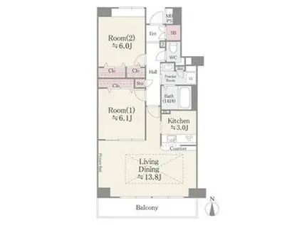 メゾン・シャルム(2LDK/4階)の間取り写真