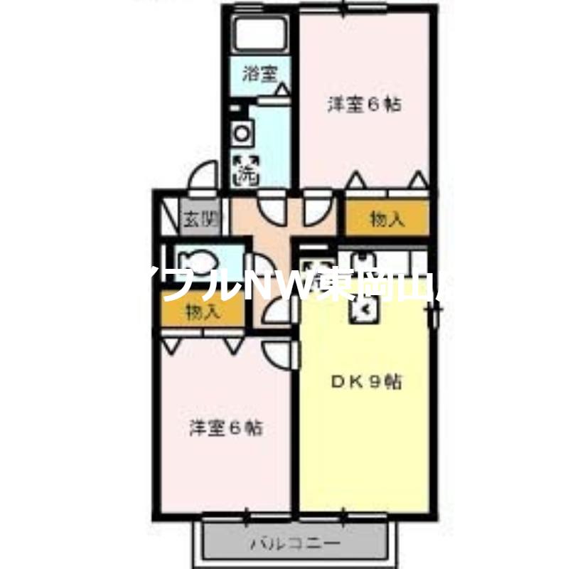 コンフォートD棟(2LDK/1階)の間取り写真