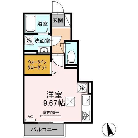 ウィットPSI(ワンルーム/1階)の間取り写真