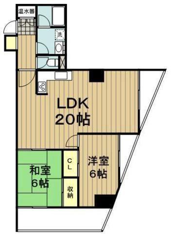パティオ右近(2LDK/9階)の間取り写真