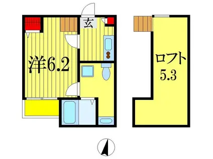 フロルクオーレ(1K/2階)の間取り写真