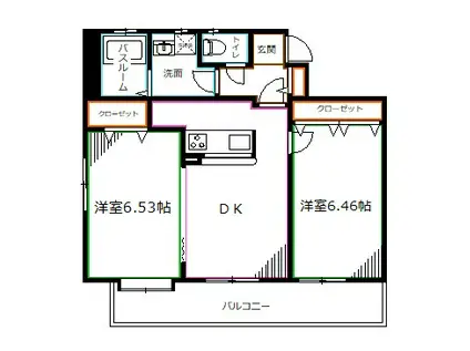 パークアベニューザ・スペクトラム(2DK/7階)の間取り写真