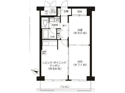 ルネ天満(2LDK/2階)の間取り写真