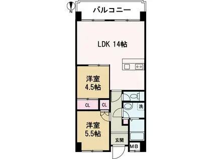 リーベンハイツ(2LDK/1階)の間取り写真