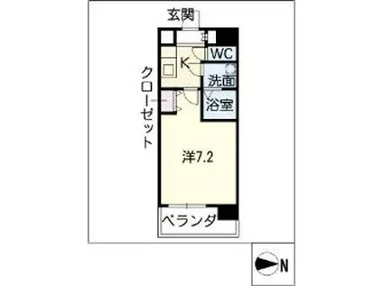 UURコート名古屋名駅(1K/2階)の間取り写真