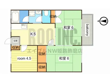 サンシティ北新在家(3K/2階)の間取り写真