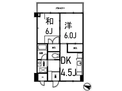 パルメゾン和光(2DK/4階)の間取り写真
