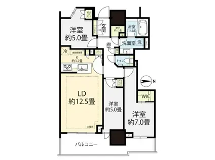 幕張ベイパーク ライズゲートタワー(3LDK/38階)の間取り写真