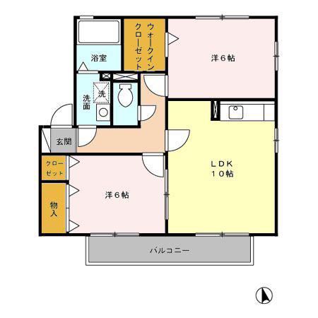 グランリッツ西島 B(2LDK/2階)の間取り写真