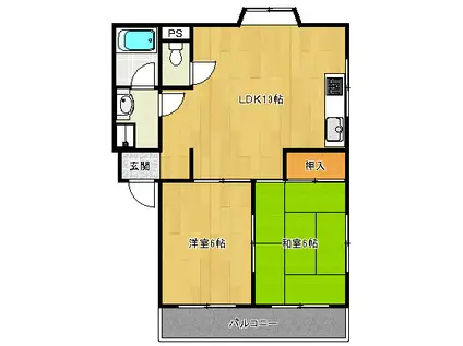 マンションメイト(2LDK/3階)の間取り写真