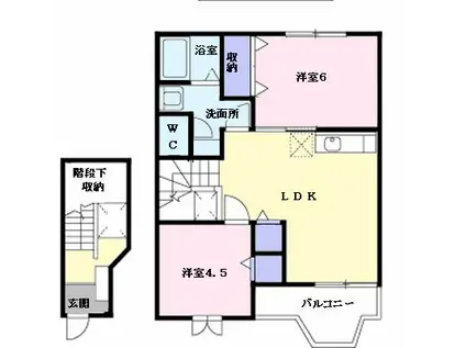 リバティサイトウII(2LDK/2階)の間取り写真