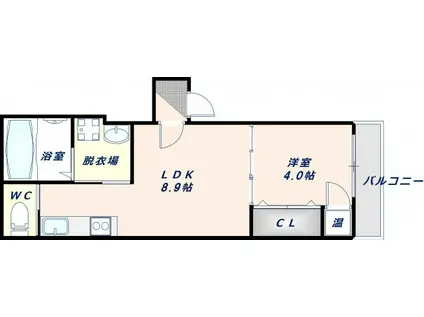 パークミライエ北巽(1LDK/3階)の間取り写真
