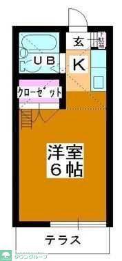 クロノス北坂戸(ワンルーム/2階)の間取り写真
