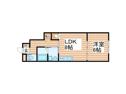 GRANDSOLEIL福沢町(1LDK/1階)の間取り写真