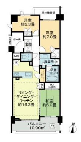 プラウド横濱ヒルトップ(3LDK/5階)の間取り写真