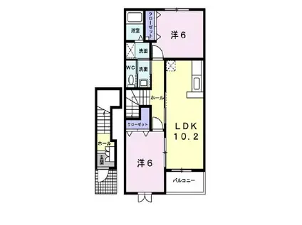 プレアデスA(2LDK/2階)の間取り写真