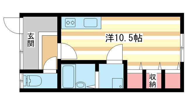 リュミエール・ベル(ワンルーム/2階)の間取り写真