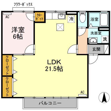 セジュール薬師寺(1LDK/1階)の間取り写真