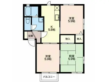 フレグランスあんじゅD(3DK/1階)の間取り写真