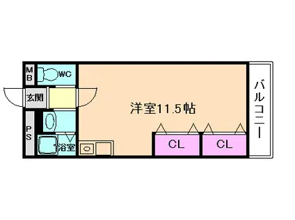クレセール春日出II(ワンルーム/4階)の間取り写真